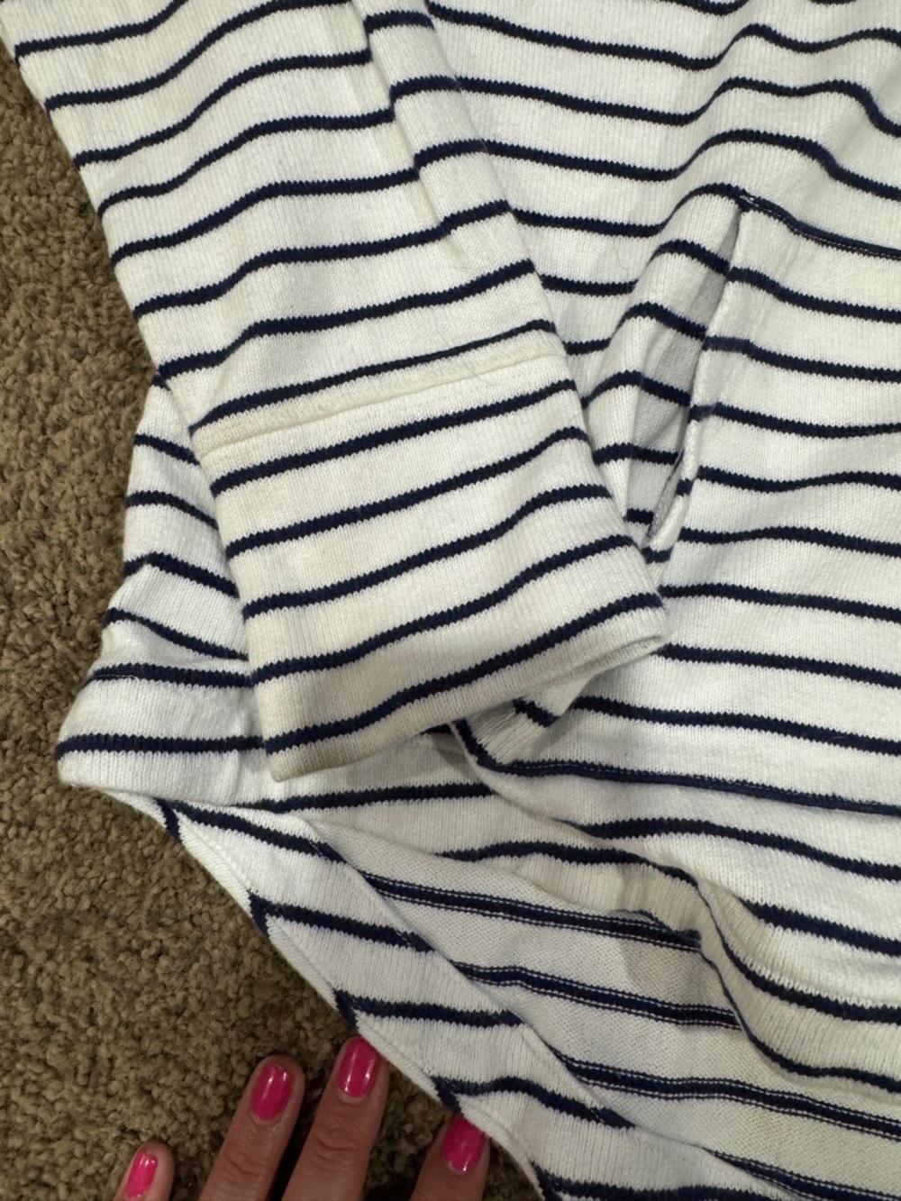 Vineyard Vines White & Navy Striped Quarter-Zip - Picture 3 of 10